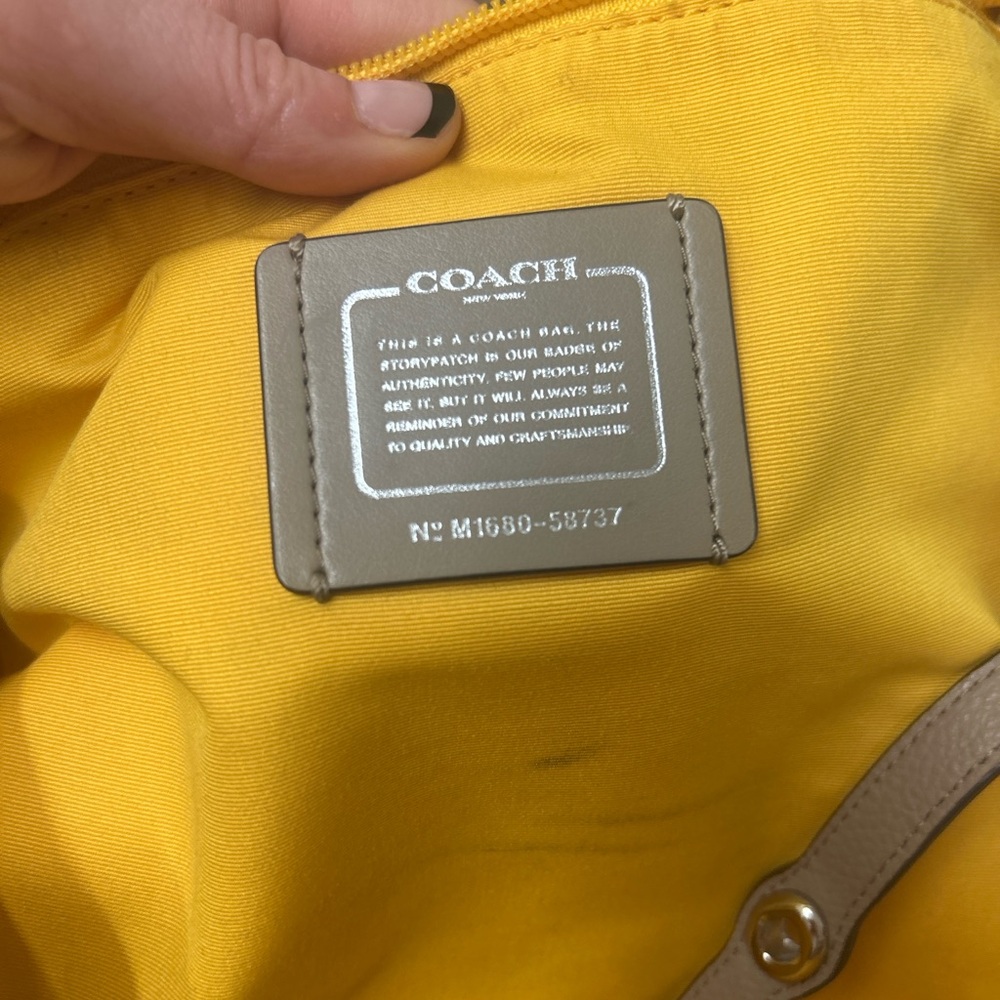 Coach Pebbled Leather Tote in Beige - Picture 12 of 16